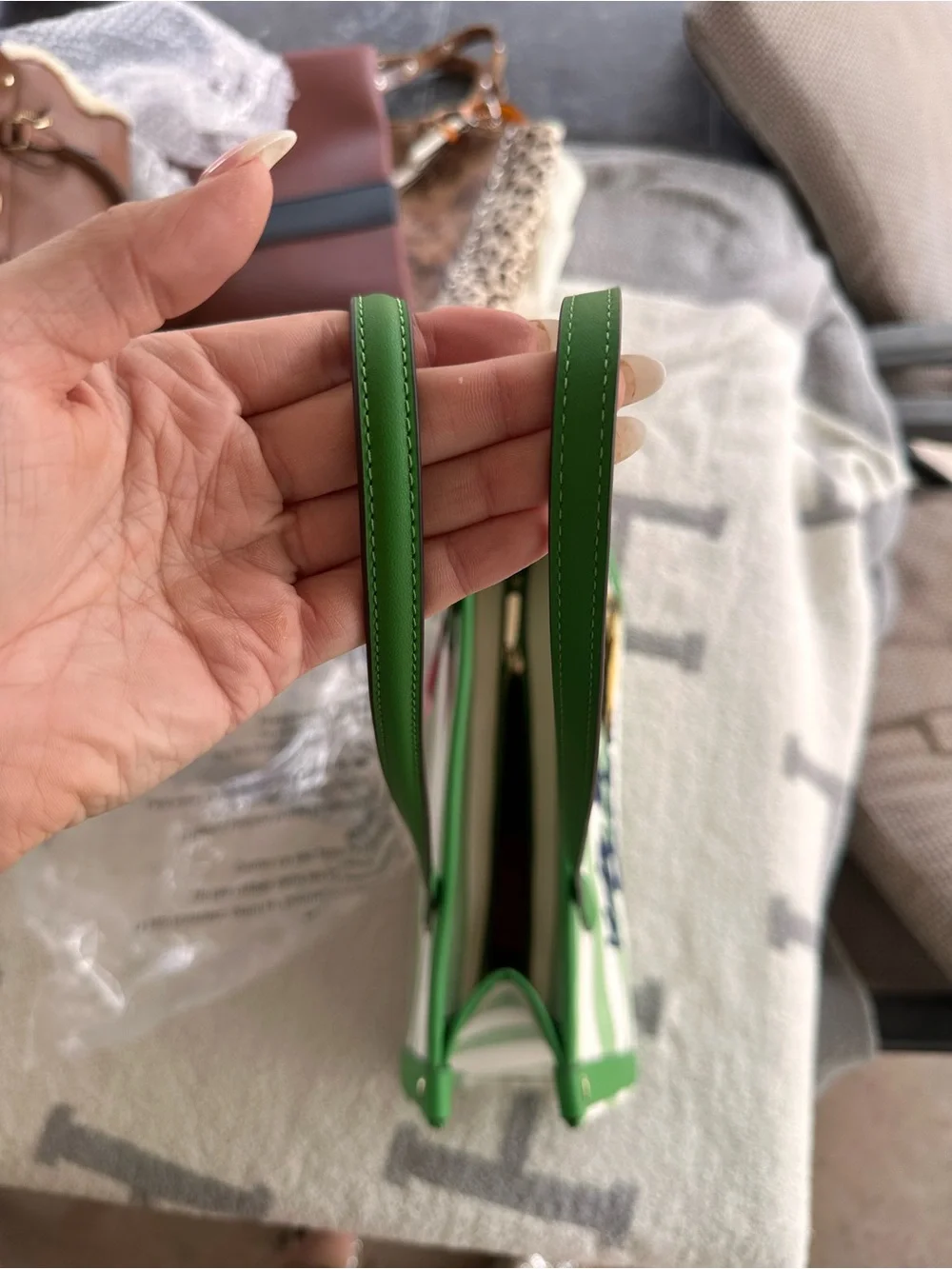 Kate Spade Market Cabana Striped Green & White Tote